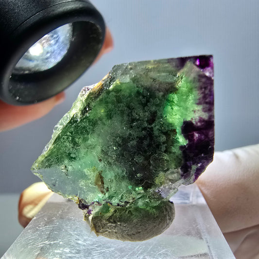Seltene Phantom Fluorit Würfel Stufe, grün lila Okorusu, Namibia, 31*23*19mm