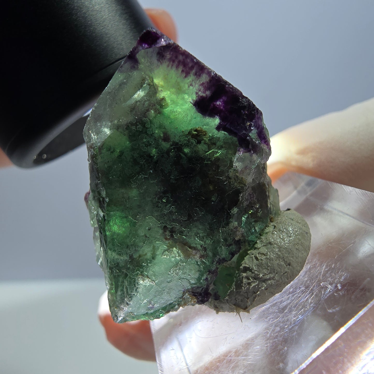 Seltene Phantom Fluorit Würfel Stufe, grün lila Okorusu, Namibia, 31*23*19mm