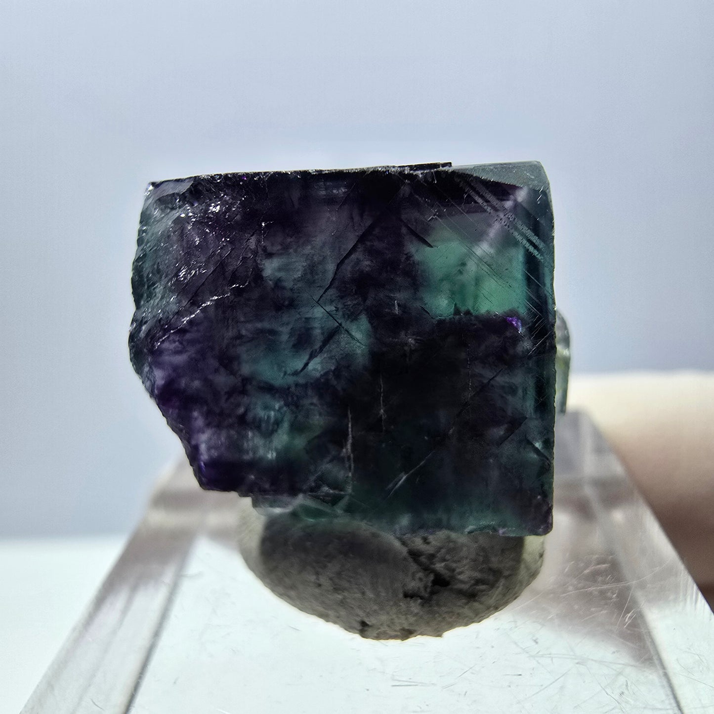Seltene Phantom Fluorit Würfel Stufe, grün lila Okorusu, Namibia 20*19*16mm