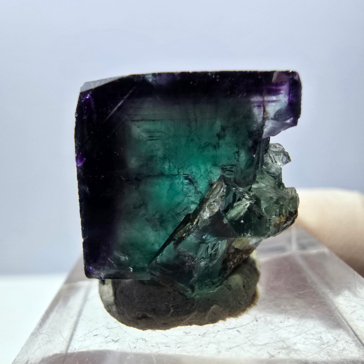 Seltene Phantom Fluorit Würfel Stufe, grün lila Okorusu, Namibia 20*19*16mm