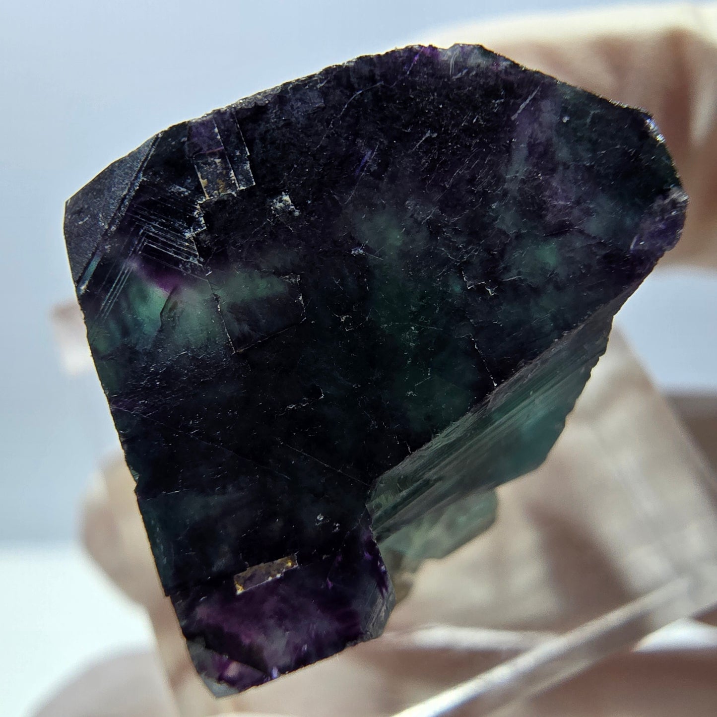 Seltene Phantom Fluorit Würfel Stufe, grün lila Okorusu, Namibia 20*19*16mm