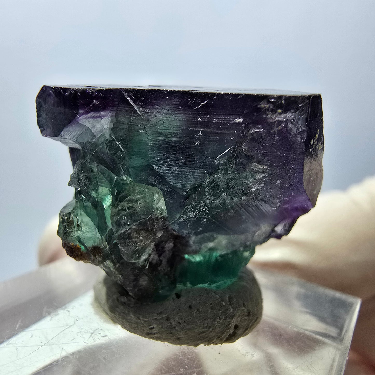 Seltene Phantom Fluorit Würfel Stufe, grün lila Okorusu, Namibia 20*19*16mm