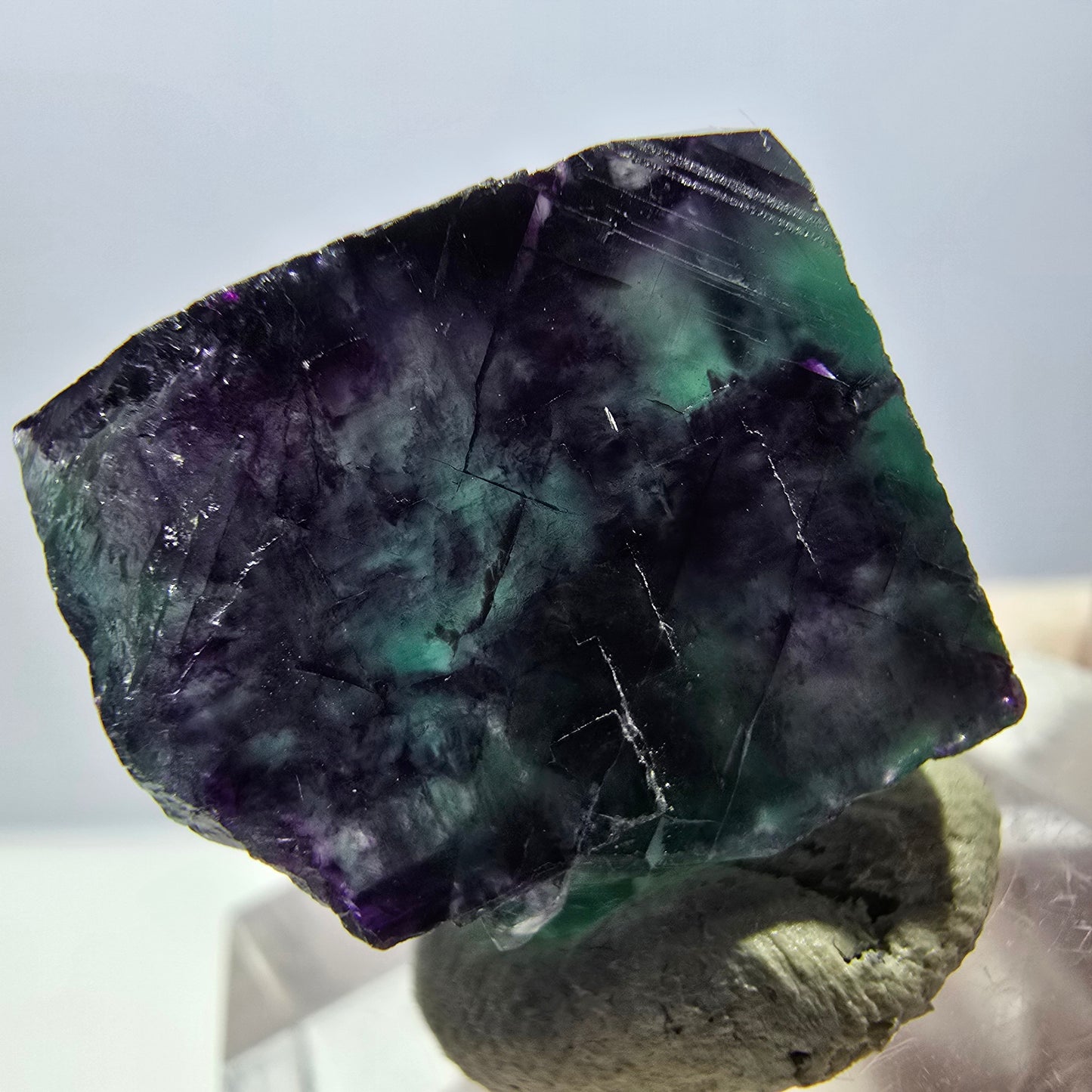 Seltene Phantom Fluorit Würfel Stufe, grün lila Okorusu, Namibia 20*19*16mm