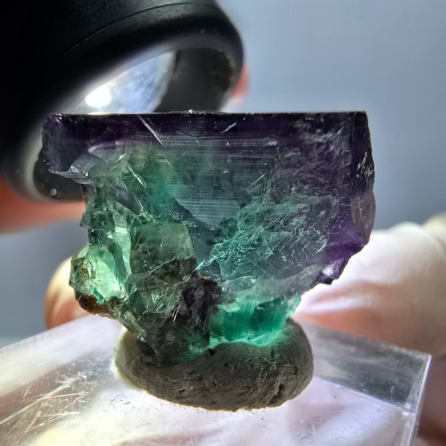 Seltene Phantom Fluorit Würfel Stufe, grün lila Okorusu, Namibia 20*19*16mm