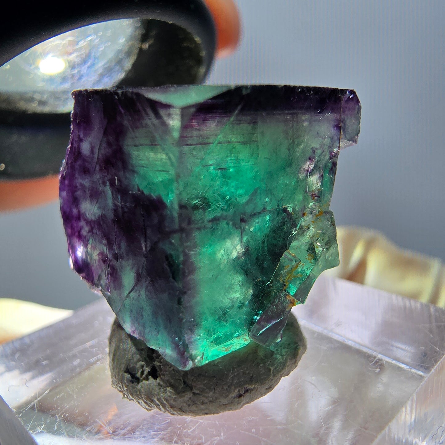 Seltene Phantom Fluorit Würfel Stufe, grün lila Okorusu, Namibia 20*19*16mm