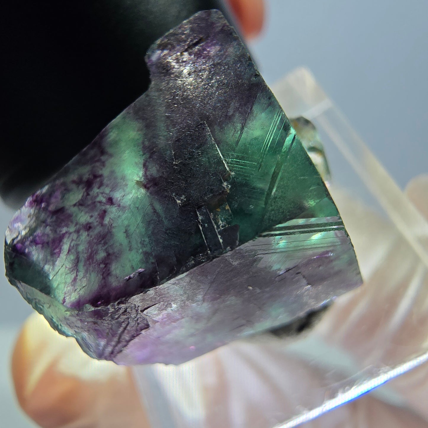 Seltene Phantom Fluorit Würfel Stufe, grün lila Okorusu, Namibia 20*19*16mm