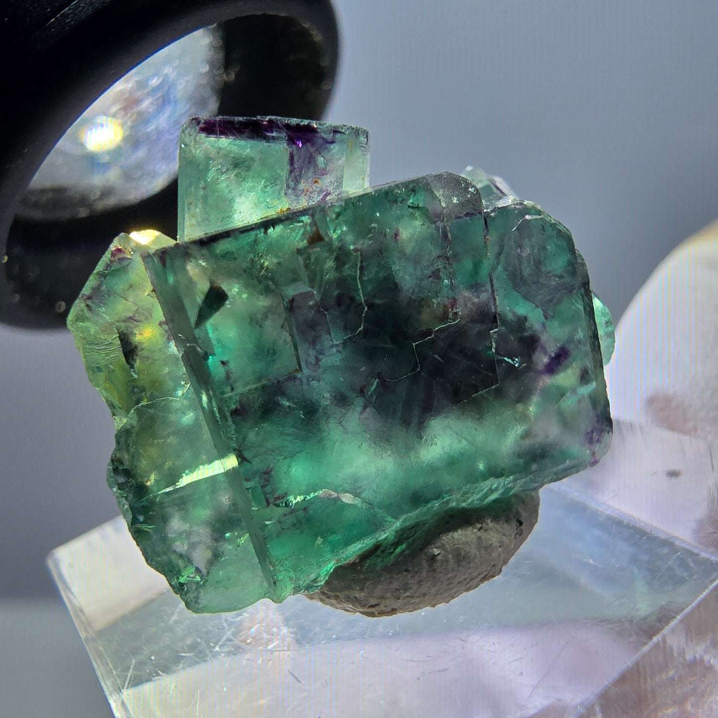 Seltene Phantom Fluorit Würfel Stufe, grün lila Okorusu, Namibia 23*18*13mm