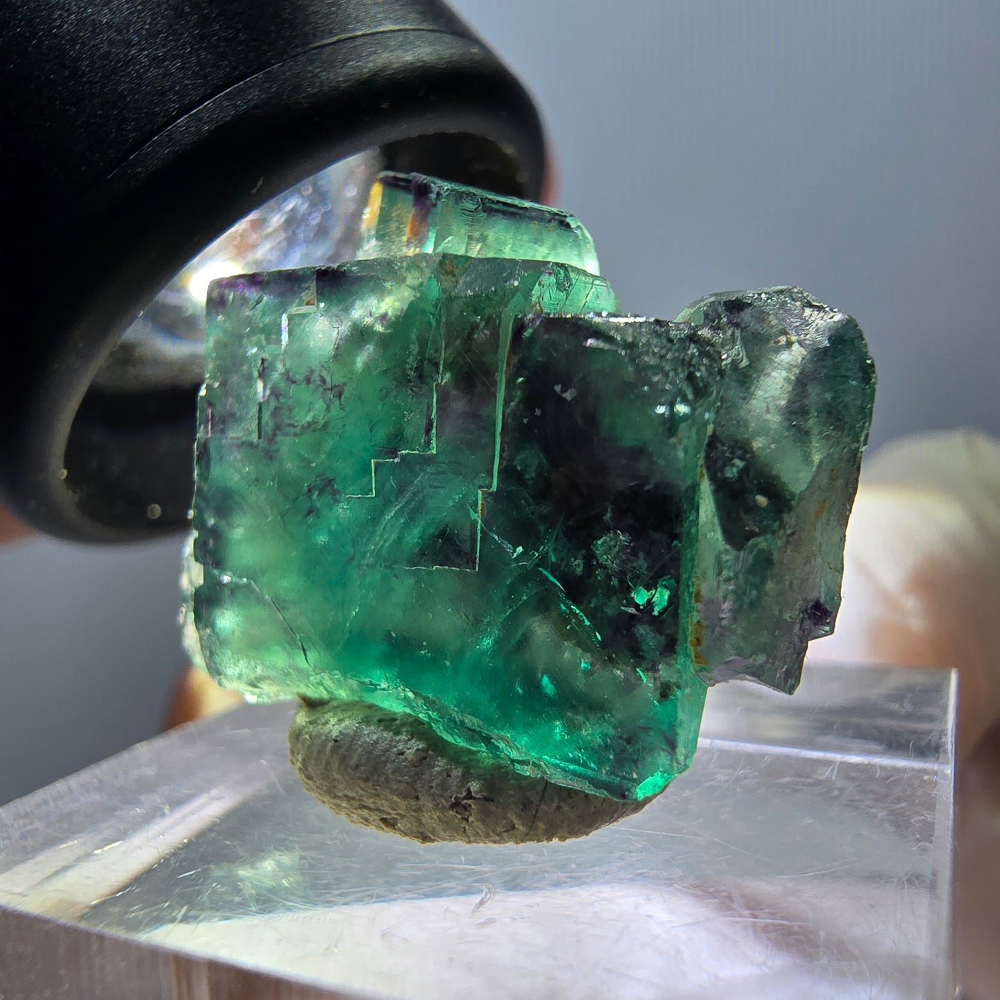 Seltene Phantom Fluorit Würfel Stufe, grün lila Okorusu, Namibia 23*18*13mm
