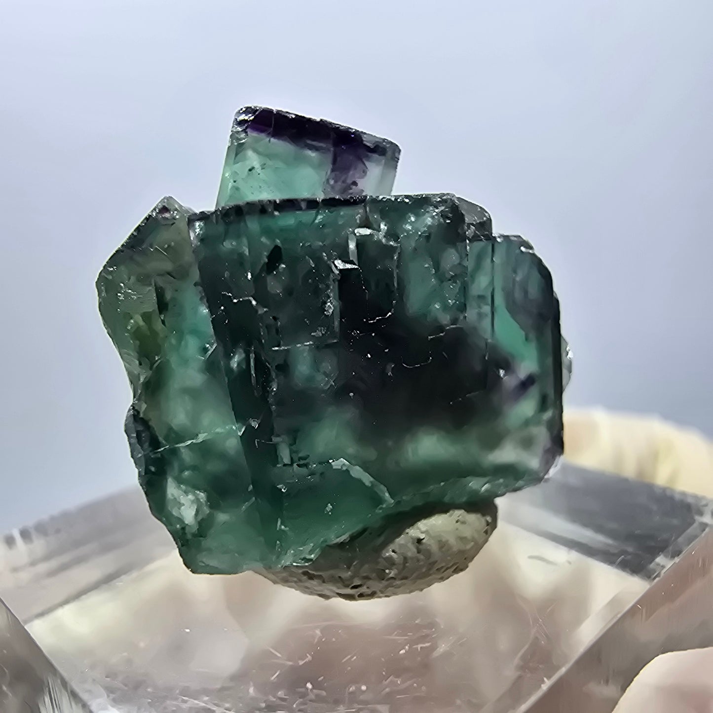 Seltene Phantom Fluorit Würfel Stufe, grün lila Okorusu, Namibia 23*18*13mm