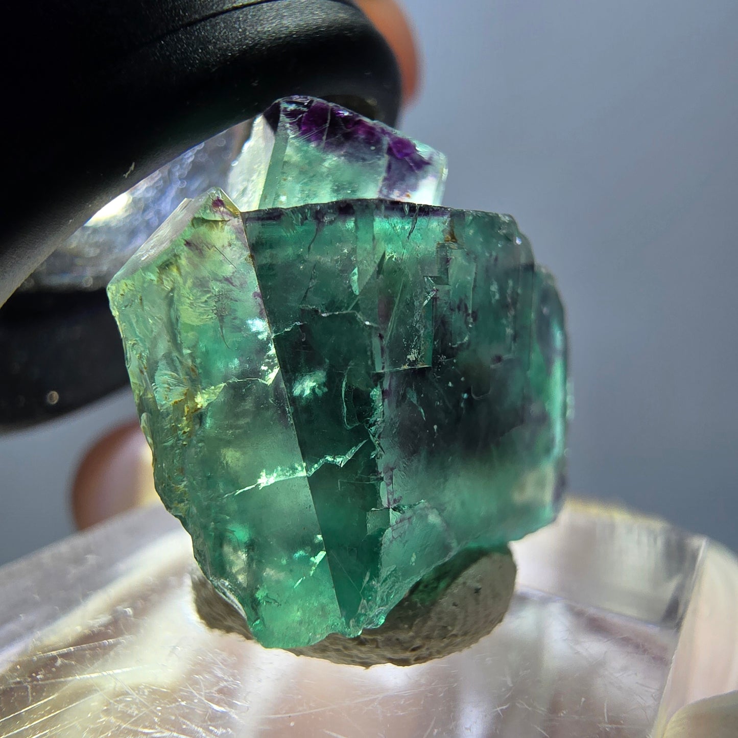 Seltene Phantom Fluorit Würfel Stufe, grün lila Okorusu, Namibia 23*18*13mm