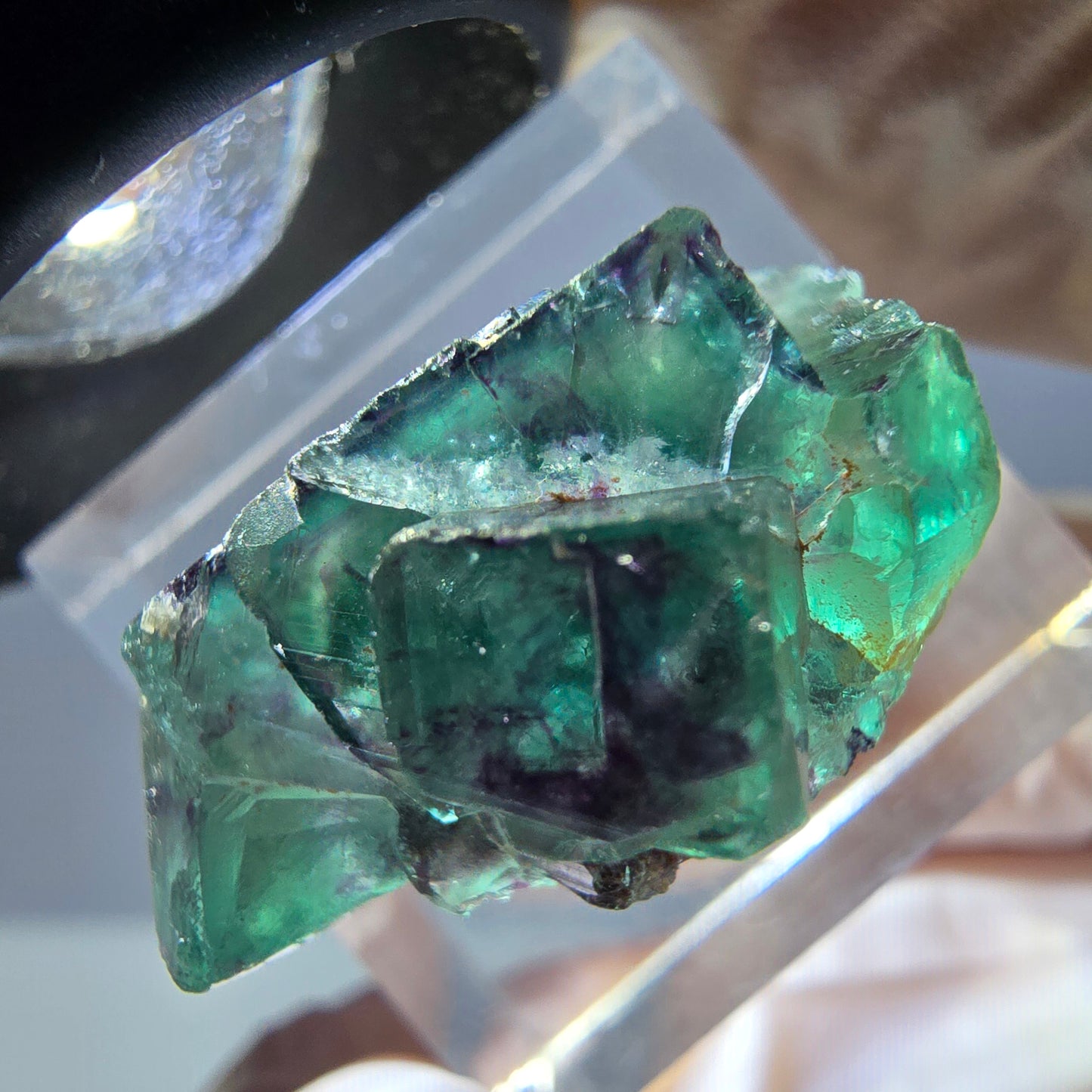 Seltene Phantom Fluorit Würfel Stufe, grün lila Okorusu, Namibia 23*18*13mm