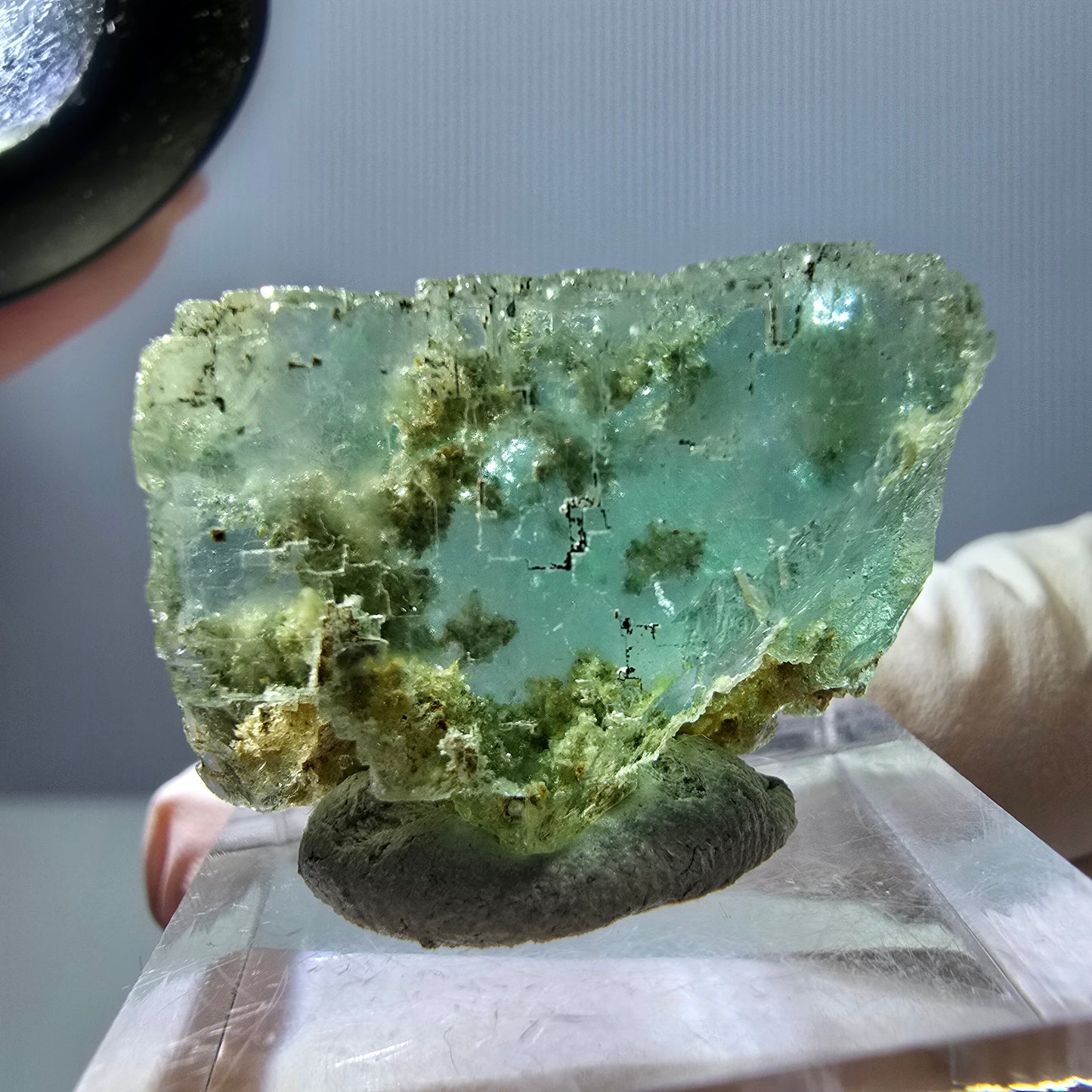 Klarer Phantom Fluorit Würfel parkettiert, grün Okorusu, Namibia 27*19*17mm