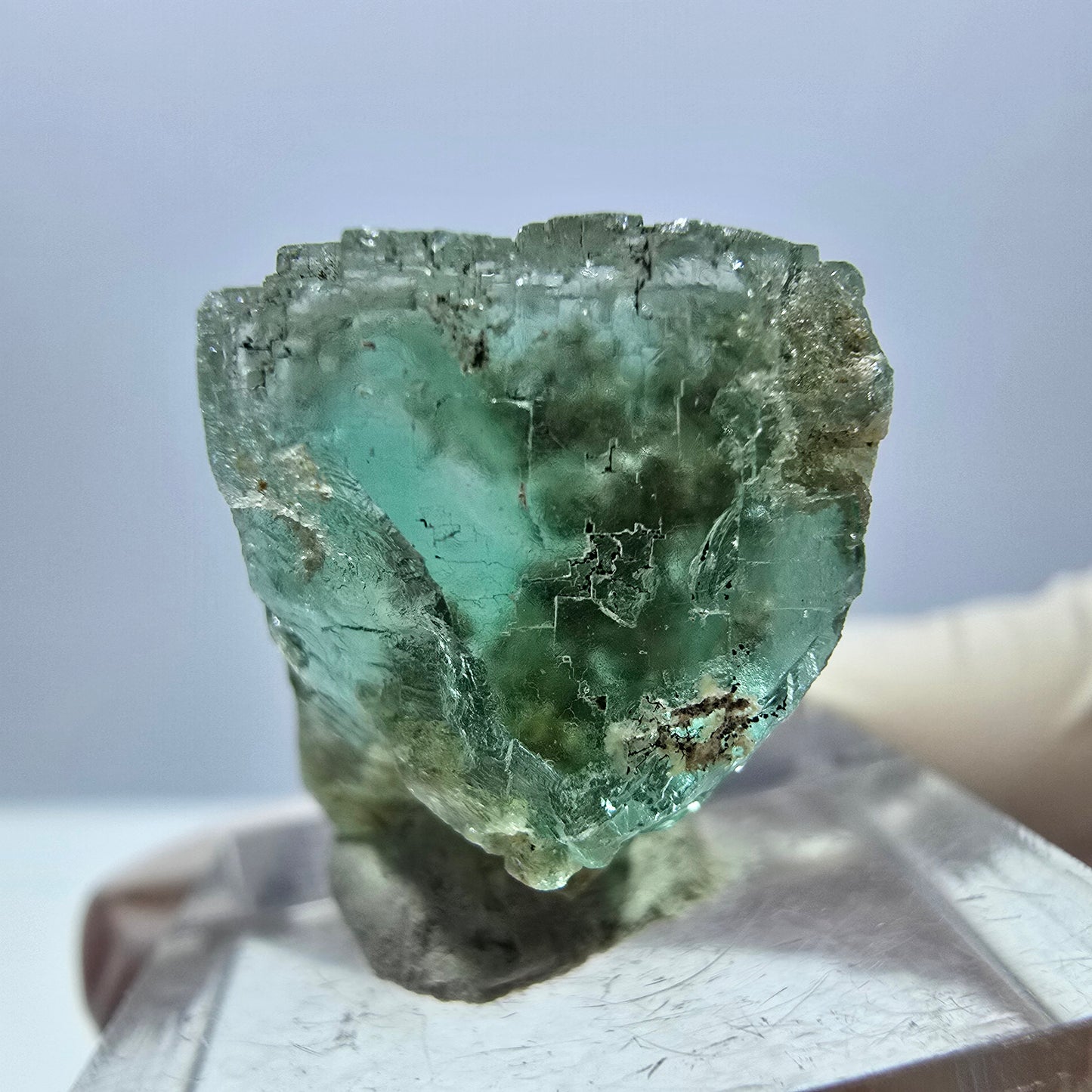 Klarer Phantom Fluorit Würfel parkettiert, grün Okorusu, Namibia 27*19*17mm