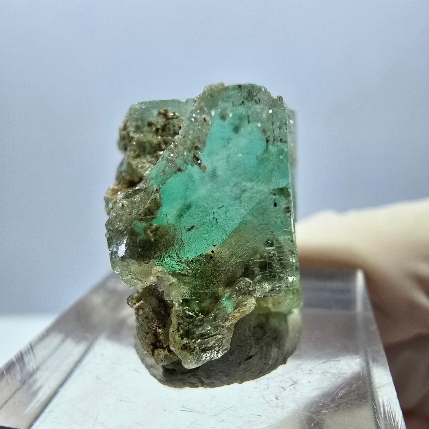 Klarer Phantom Fluorit Würfel parkettiert, grün Okorusu, Namibia 27*19*17mm