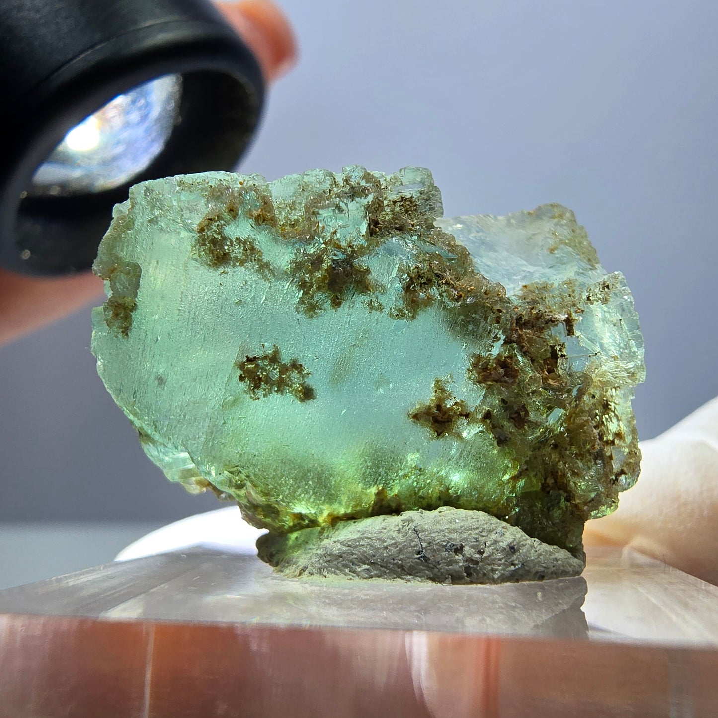 Klarer Phantom Fluorit Würfel parkettiert, grün Okorusu, Namibia 27*19*17mm