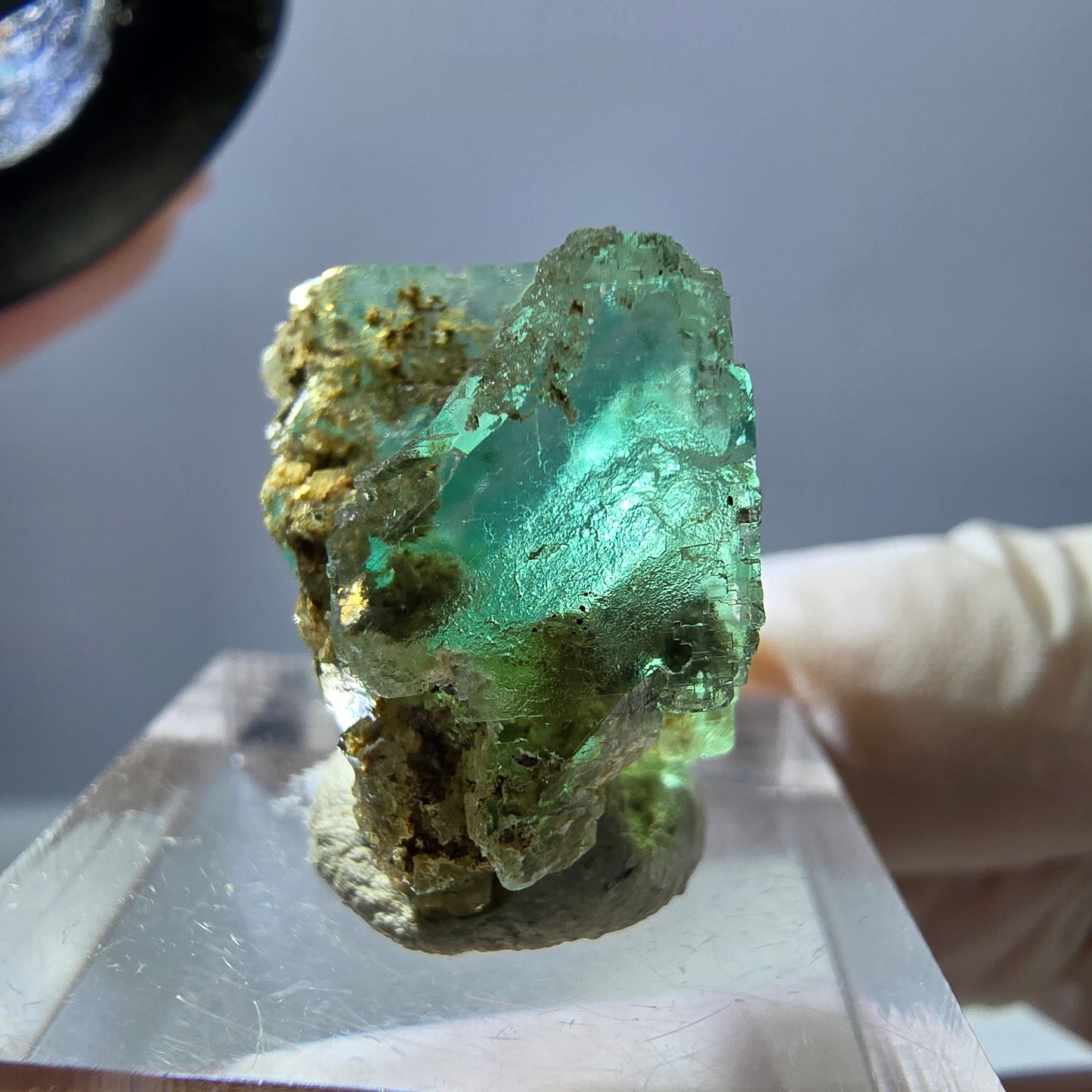 Klarer Phantom Fluorit Würfel parkettiert, grün Okorusu, Namibia 27*19*17mm