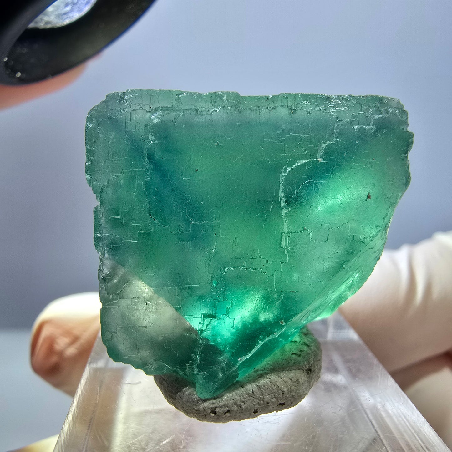 Klarer Phantom Fluorit Würfel parkettiert, grün Okorusu, Namibia 25*24*19mm