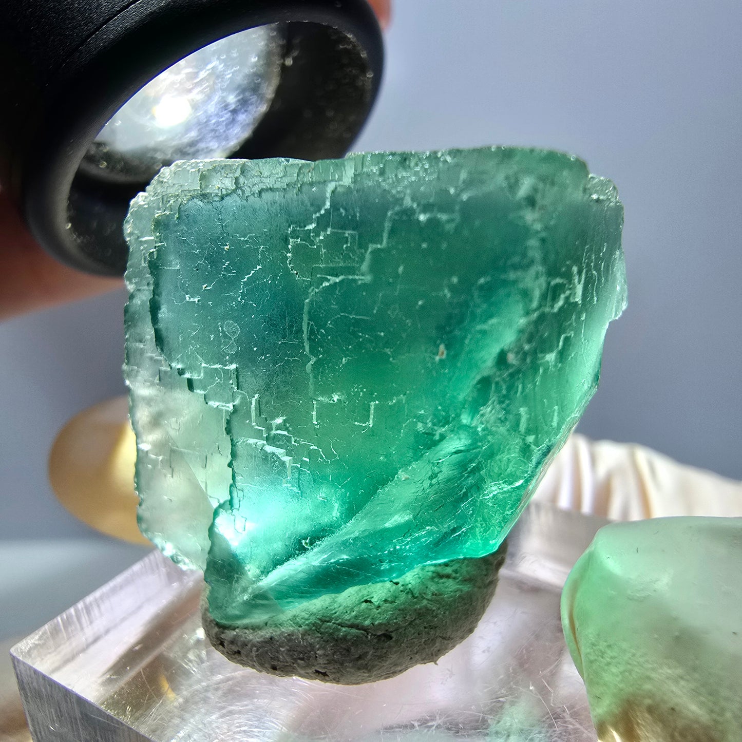 Klarer Phantom Fluorit Würfel parkettiert, grün Okorusu, Namibia 25*24*19mm