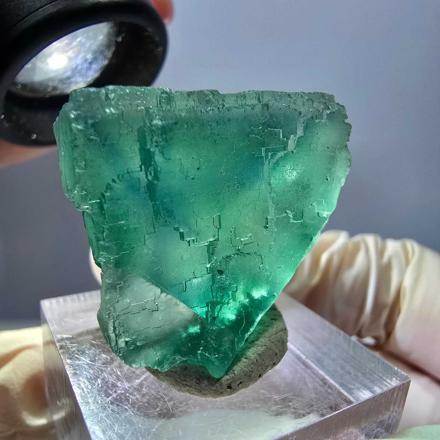 Klarer Phantom Fluorit Würfel parkettiert, grün Okorusu, Namibia 25*24*19mm