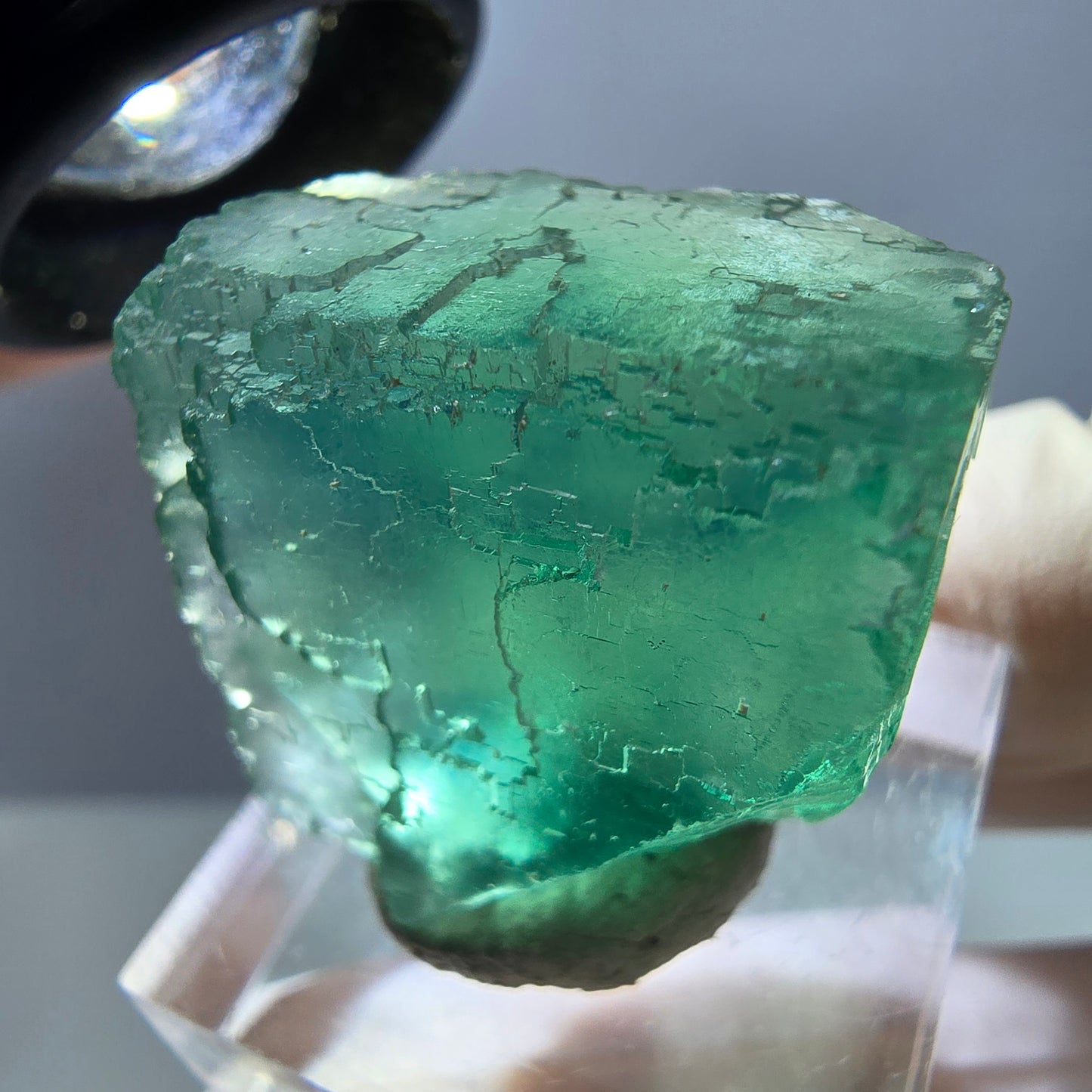 Klarer Phantom Fluorit Würfel parkettiert, grün Okorusu, Namibia 25*24*19mm