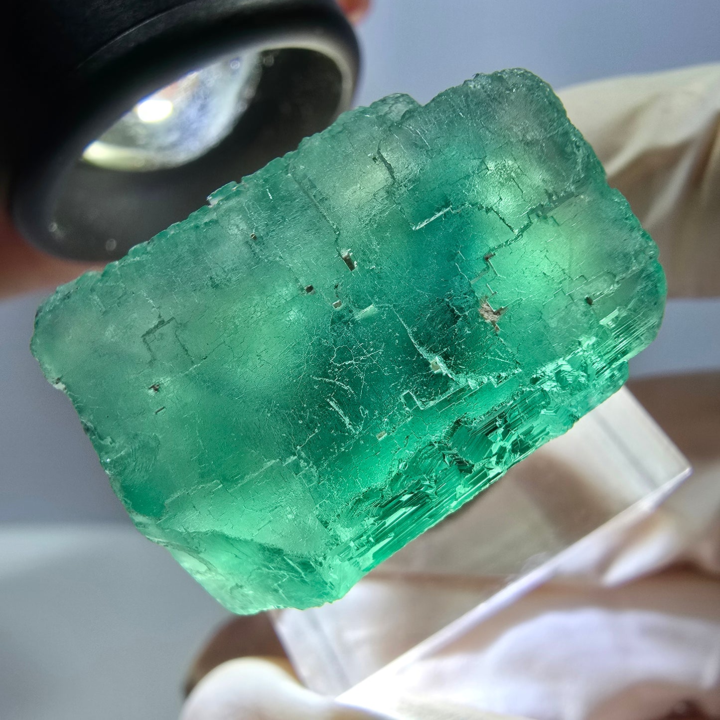 Klarer Phantom Fluorit Würfel parkettiert, grün Okorusu, Namibia 25*24*19mm