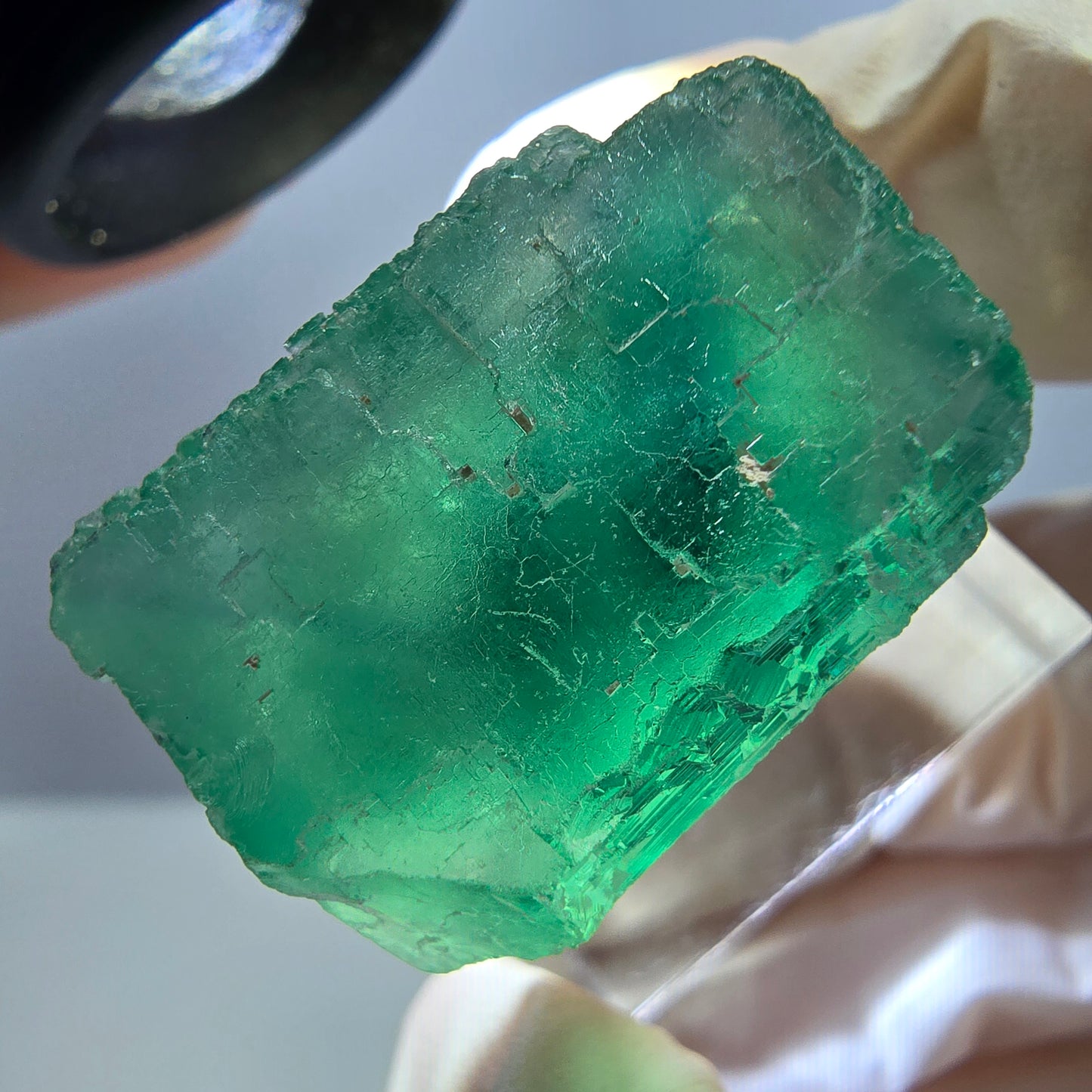 Klarer Phantom Fluorit Würfel parkettiert, grün Okorusu, Namibia 25*24*19mm