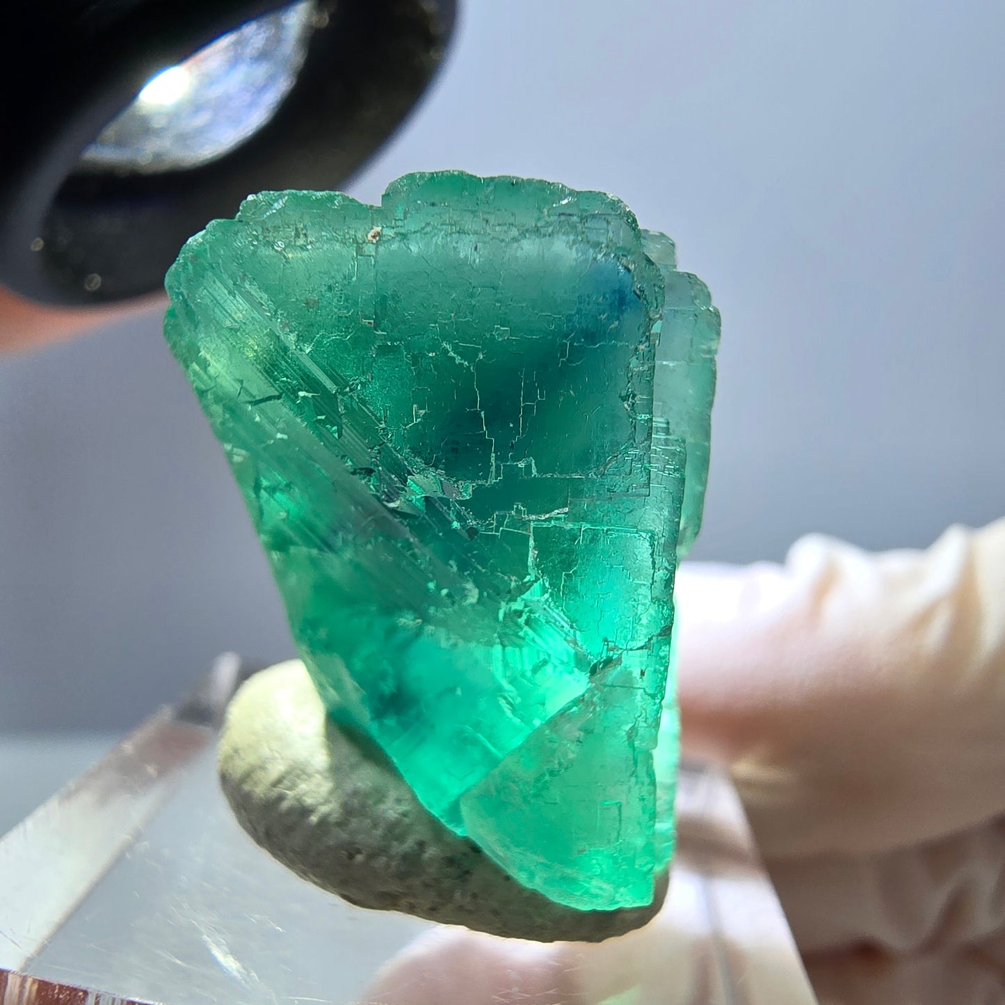 Klarer Phantom Fluorit Würfel parkettiert, grün Okorusu, Namibia 25*24*19mm