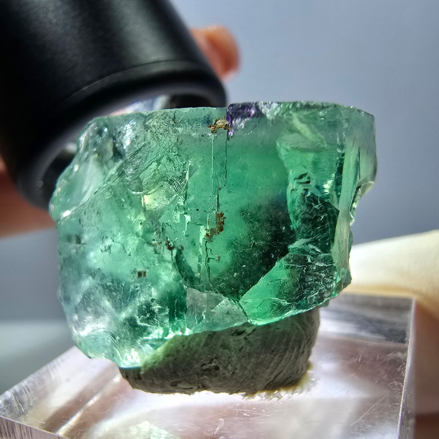 Klarer Phantom Fluorit Würfel parkettiert, grün Okorusu, Namibia 28*20*19mm