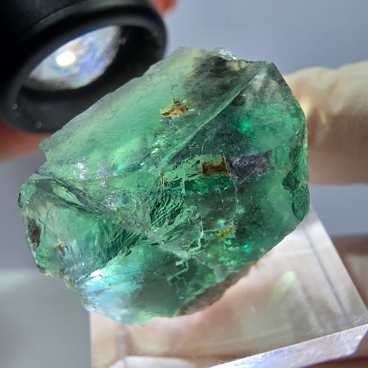 Klarer Phantom Fluorit Würfel parkettiert, grün Okorusu, Namibia 28*20*19mm