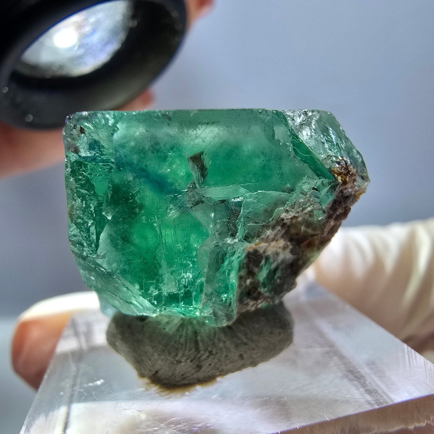 Klarer Phantom Fluorit Würfel parkettiert, grün Okorusu, Namibia 28*20*19mm