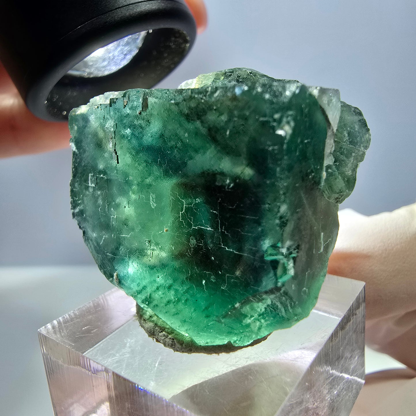 Klarer Phantom Fluorit Würfel parkettiert, grün Okorusu, Namibia 30*26*20mm