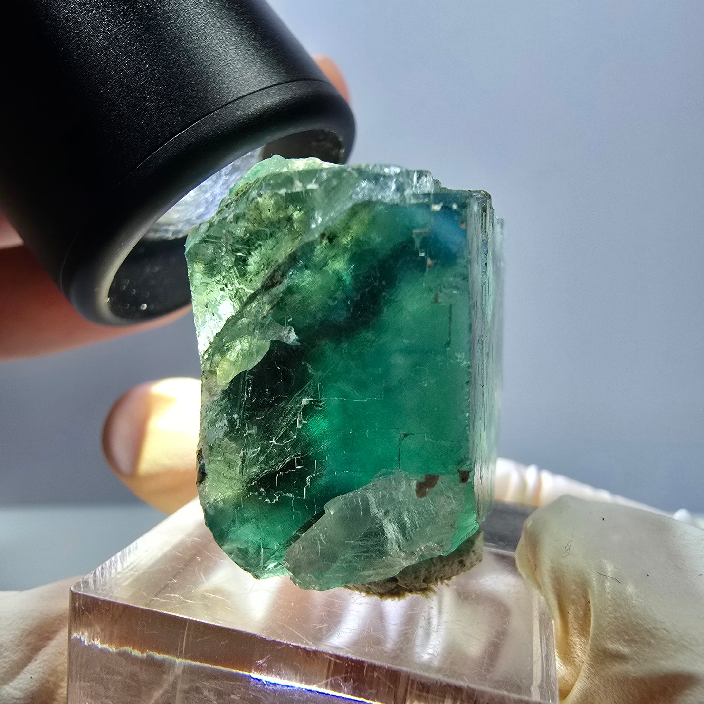 Klarer Phantom Fluorit Würfel parkettiert, grün Okorusu, Namibia 30*26*20mm