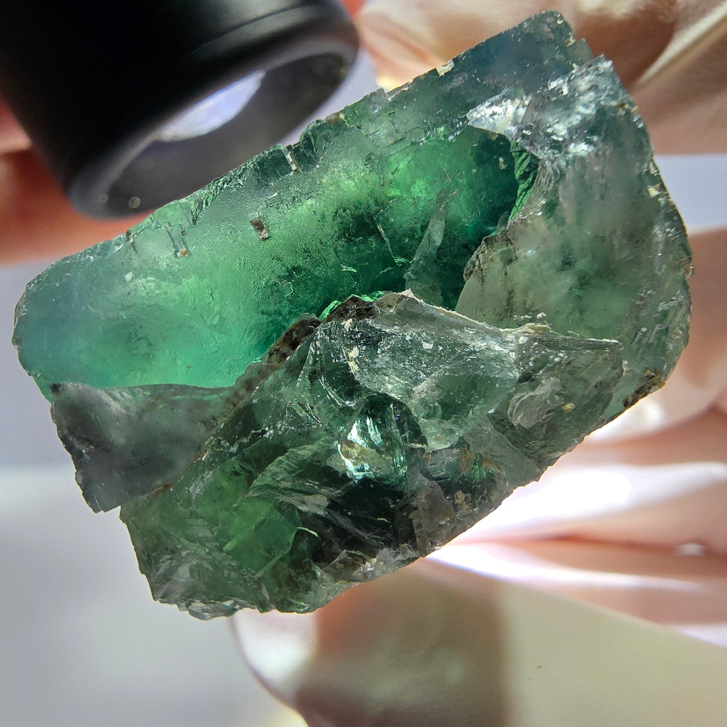 Klarer Phantom Fluorit Würfel parkettiert, grün Okorusu, Namibia 30*26*20mm