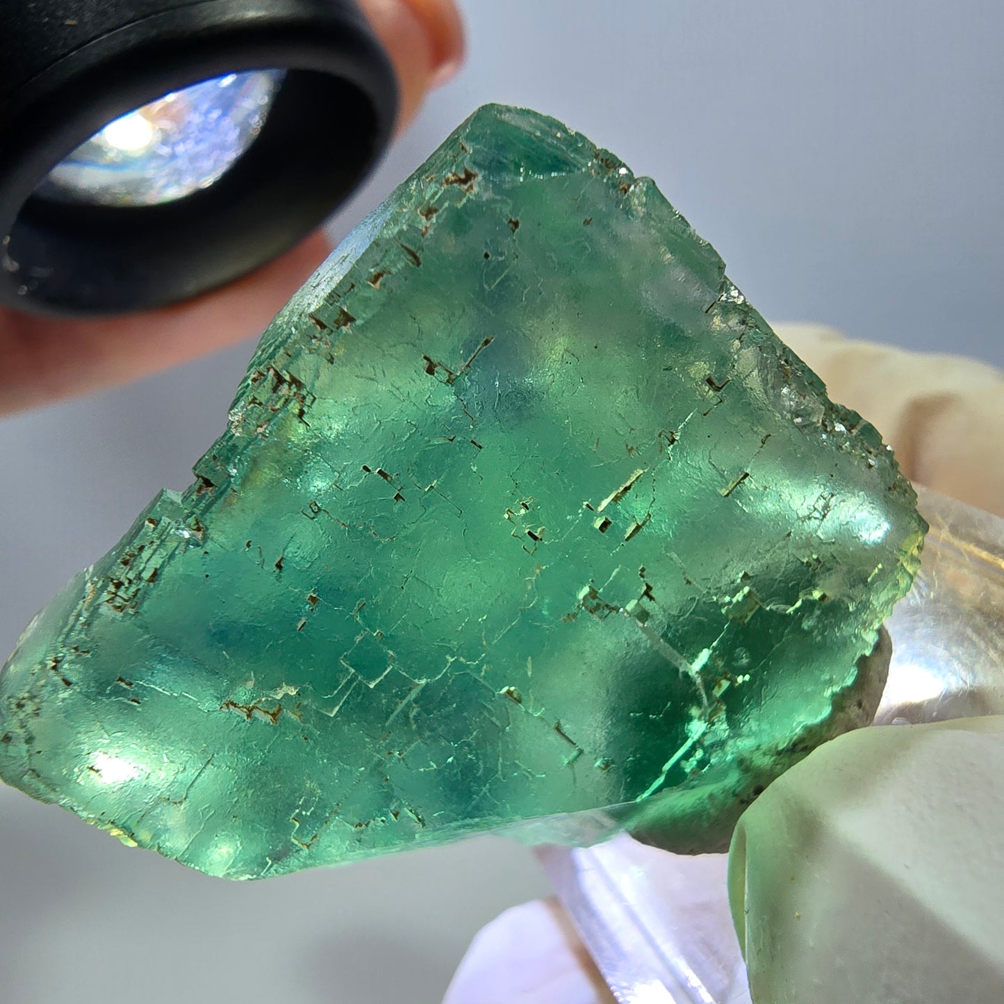 Klarer Phantom Fluorit Würfel parkettiert, grün Okorusu, Namibia 31*29*16mm