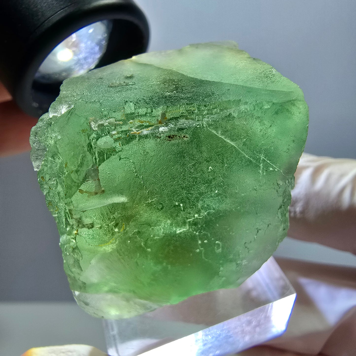 Klarer Phantom Fluorit Würfel parkettiert, grün Okorusu, Namibia 30*29*29mm