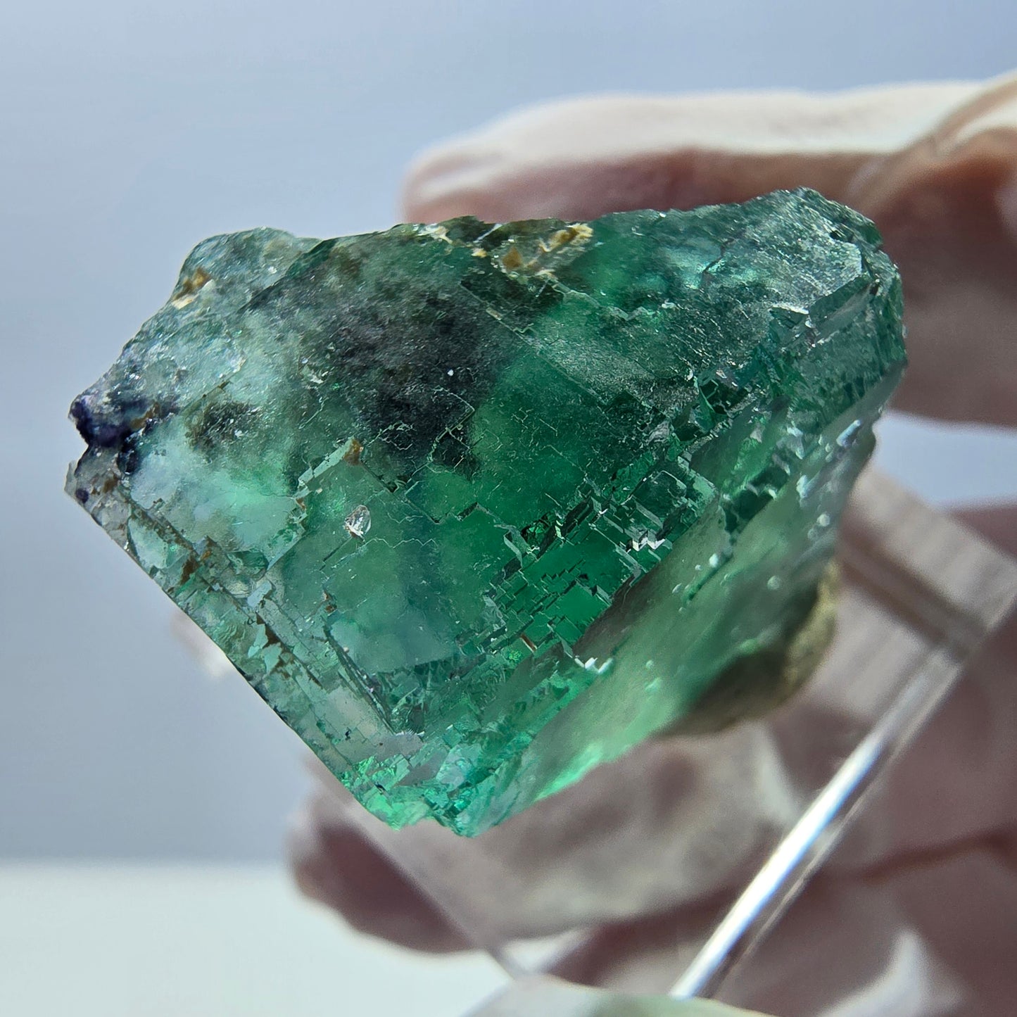 Klarer Phantom Fluorit Würfel parkettiert, grün Okorusu, Namibia 23*22*17mm