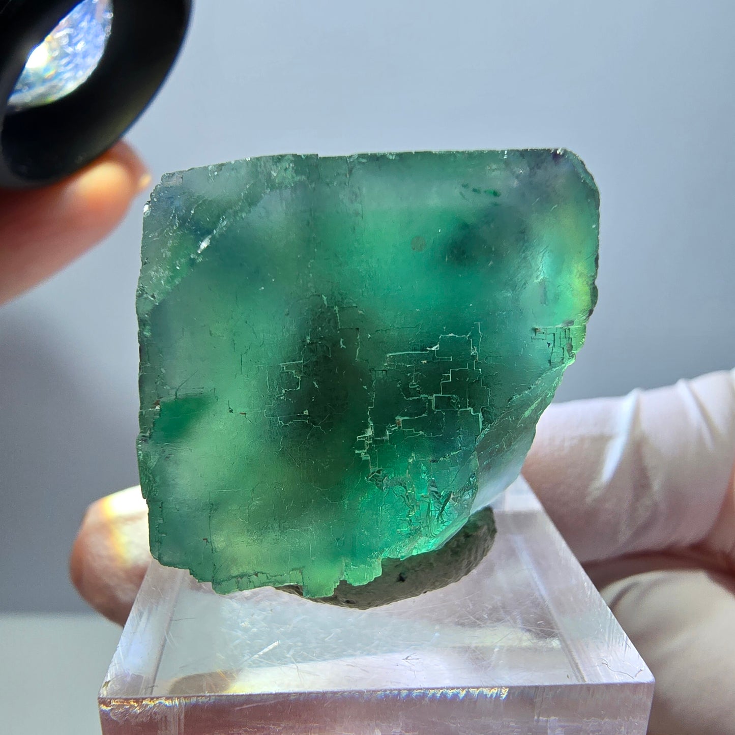 Klarer Phantom Fluorit Würfel parkettiert, grün Okorusu, Namibia 26*24*22mm