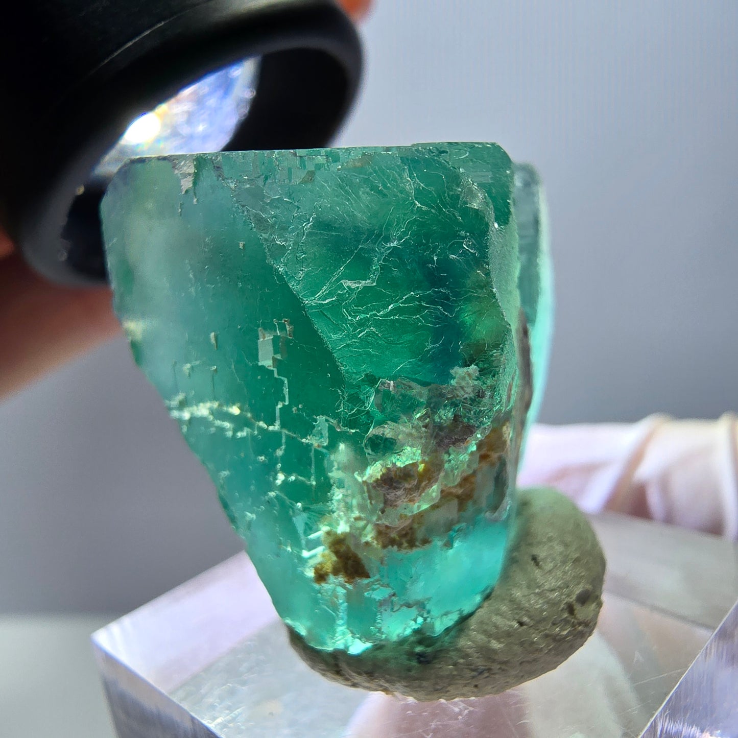 Klarer Phantom Fluorit Würfel parkettiert, grün Okorusu, Namibia 26*24*22mm