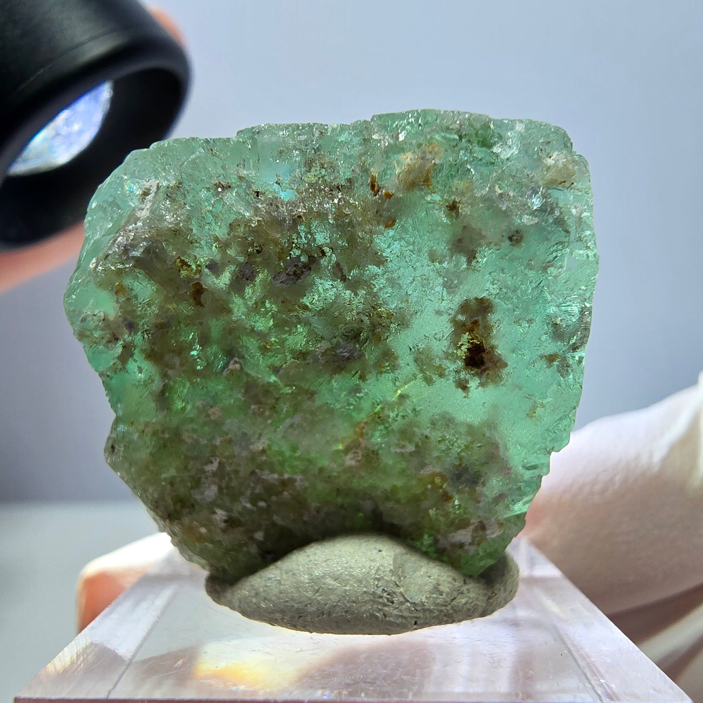 Klarer Phantom Fluorit Würfel parkettiert, grün Okorusu, Namibia 32*27*22mm