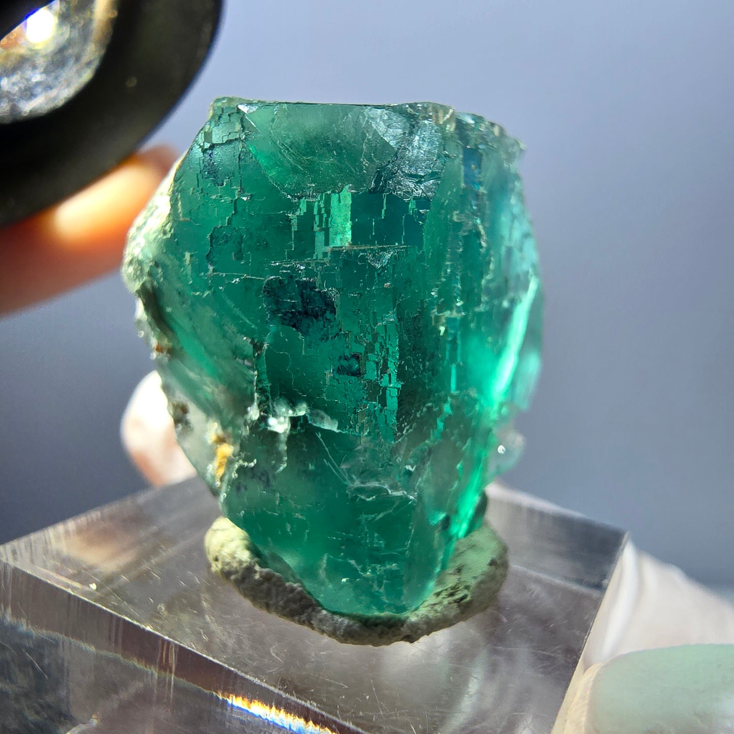 Klarer Phantom Fluorit Würfel parkettiert, grün Okorusu, Namibia 27*25*23mm