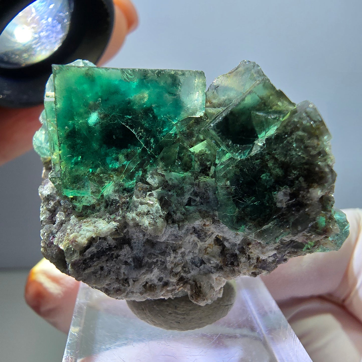 Klarer Phantom Fluorit Würfel parkettiert, grün Okorusu, Namibia 46*34*25mm