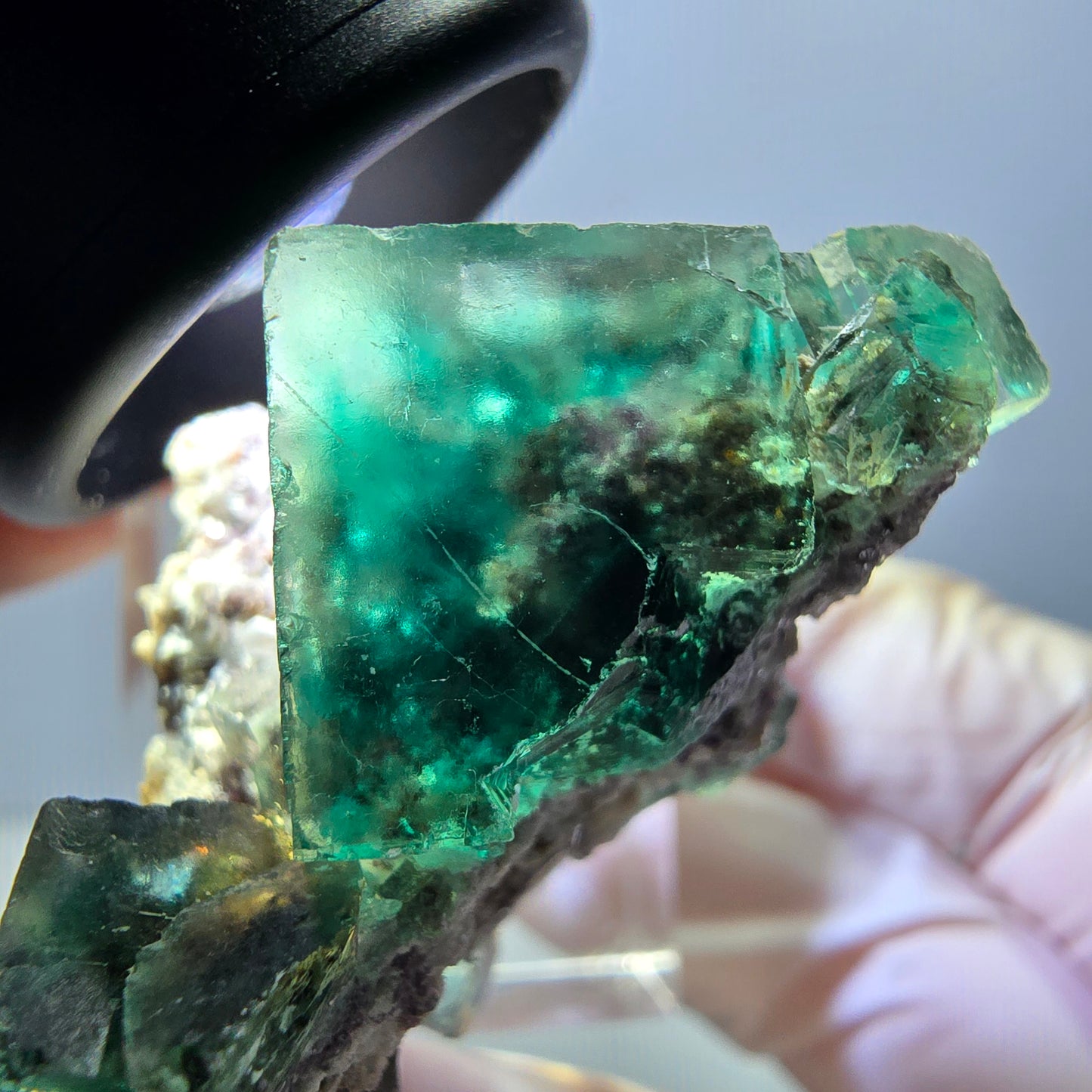 Klarer Phantom Fluorit Würfel parkettiert, grün Okorusu, Namibia 46*34*25mm