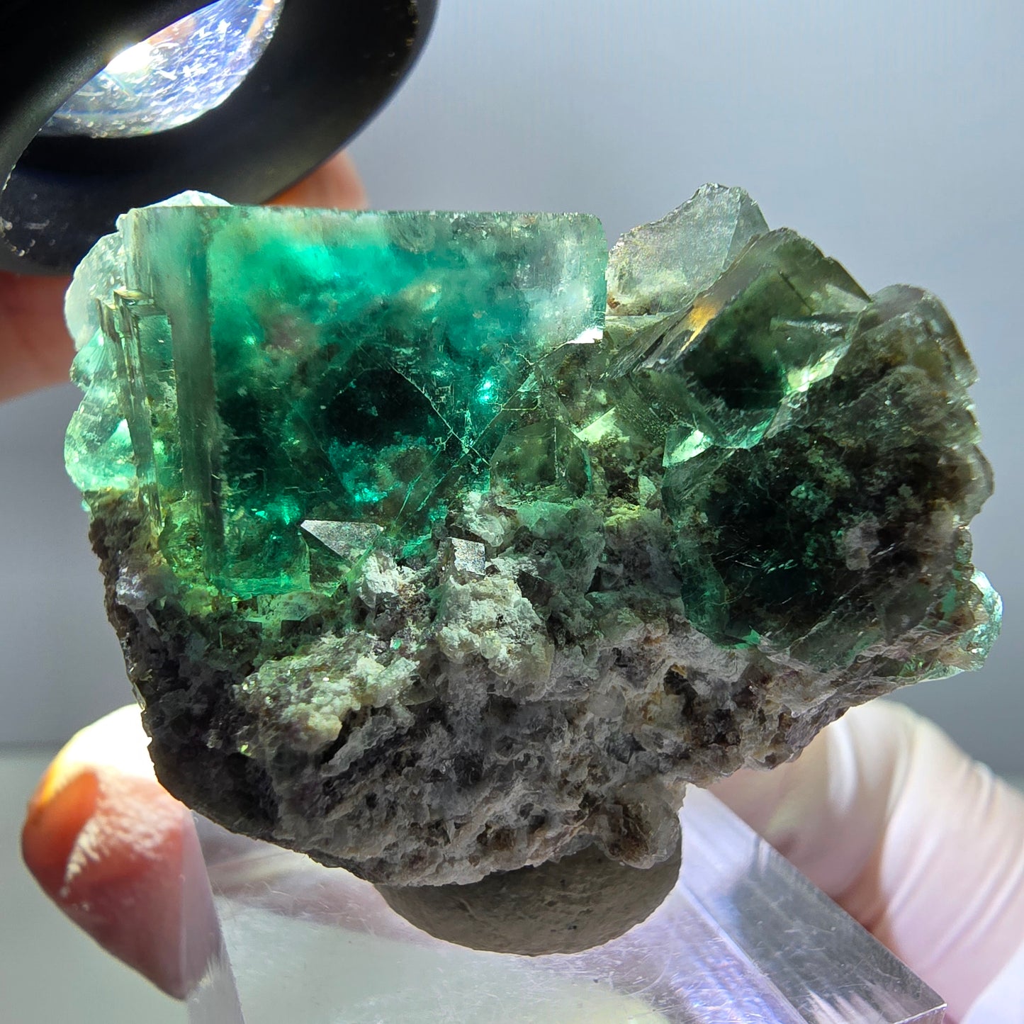 Klarer Phantom Fluorit Würfel parkettiert, grün Okorusu, Namibia 46*34*25mm