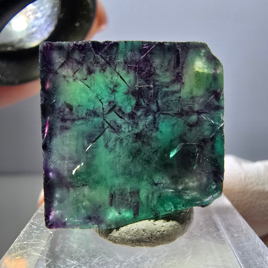 Klarer Phantom Fluorit Würfel, grün lila Okorusu, Namibia 21*21*13mm