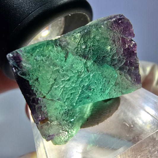Klarer Phantom Fluorit Würfel, grün lila Okorusu, Namibia 23*20*11mm