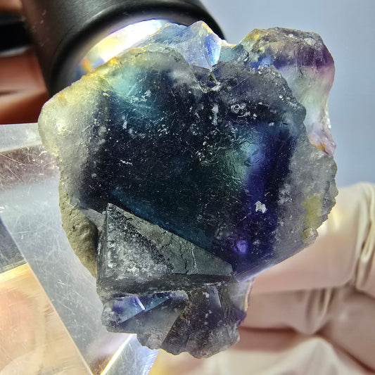 Phantom Fluorit Würfel Stufe, grün lila Okorusu, Namibia 36*32*23mm
