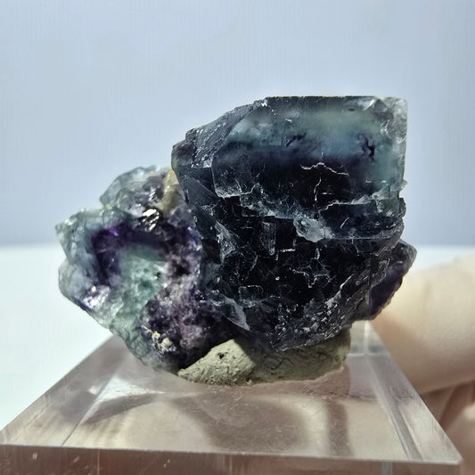 Phantom Fluorit Würfel Stufe, grün lila Okorusu, Namibia 34*21*19mm