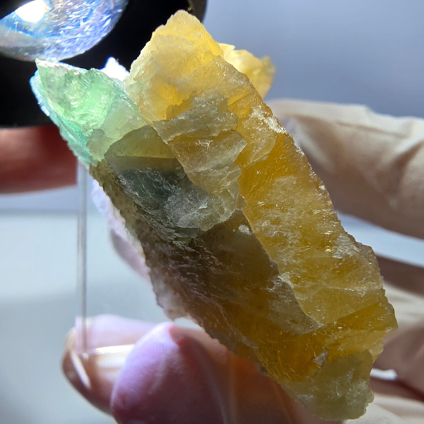 Phantom Fluorit Würfel Stufe, gelb grün Okorusu, Namibia 42*28*25mm