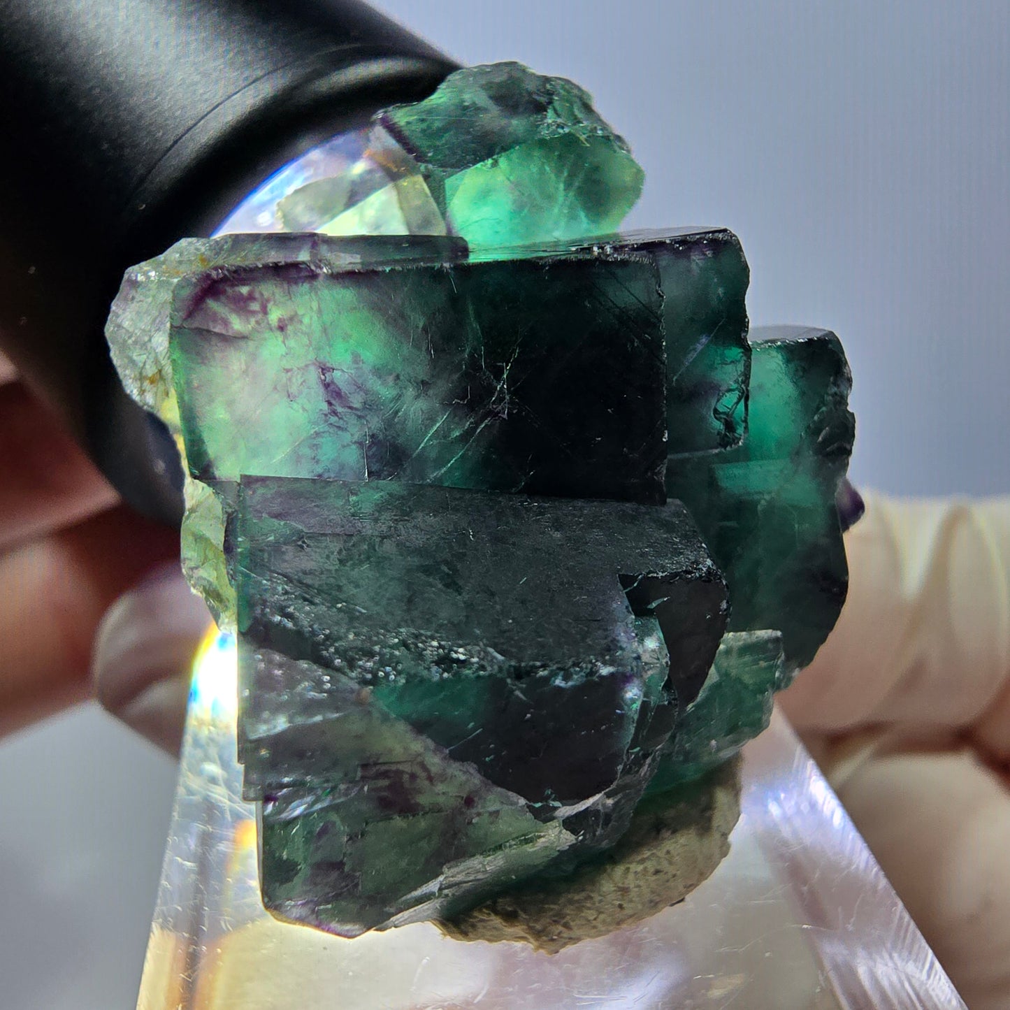 Phantom Fluorit Würfel Stufe, lila grün Okorusu, Namibia 34*29*21mm