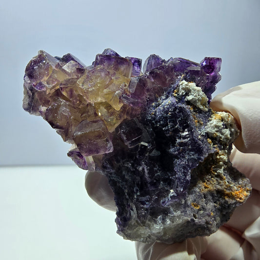 Phantom Fluorit Würfel Stufe, lila gelb Okorusu, Namibia 63*48*20mm